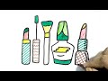 Makeup Kit Drawing and Coloring  Simple GirlS ,Lipstick, Nail Polish;blusher Drawing and colouring💅