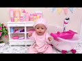 Baby doll morning bath routine! Play Dolls family time
