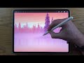 Snow LANDSCAPE DRAWING Tutorial in PROCREATE