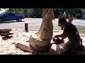 Chainsaw Carving A Life Size Wolf!!!