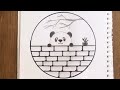 Circle drawing😍 panda drawings😊easy circle drawing😀 easy circle scenery❤: panda drawing in circle⭕