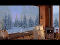 Cozy Winter Cabin Ambience for Relaxation❄Snow Falling, Fire Crackling