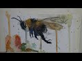 Let's paint a Bumblebee in Mixed Media, using watercolour and charcoal - let the artist in you play.