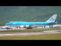 LOWEST EVER KLM Boeing 747 Landing above Maho Beach @ SXM St Maarten