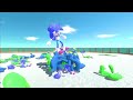 Rainbow Friends Green + Jumbo Josh vs Rainbow Friends Blue + Sonic - Animal Revolt Battle Simulator