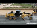 Excellent techniques dozer pushing | Motor grader operating techniques | Roller soil compactor