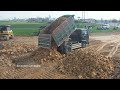 Part 3 Wonderful Plan Landfill By Skill Driver 12 Wheels Truck Unloading Soil, DH17c3 Dozer Pushing