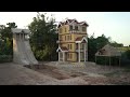 How To Build Great Twins Water Slide To Inground Pool With Water Well And Beautiful Dining Place