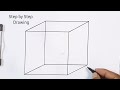 How to draw a cube easy step by step | Cube easy step by step drawing
