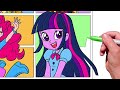 Coloring Pages EQUESTRIA GIRLS - Mane 7 / How to draw My Little Pony. MLP. Simple Drawing Tutorial