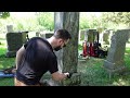 Restoring a Tapestry Draped Headstone