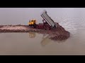 excellent trucking foundation road build across the huge lake by radio control technology handmade