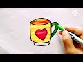 How To Draw Easy Cup🍵||Cup Drawing Colouring Easy For kids||#cup#kidseasydrawing#simple#art#easy