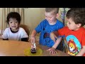 He gave blowing out the candles his best attempt!