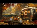 Cozy Autumn Lakeside Porch Ambience 🍁 Relaxing Jazz Music & Warm Crackling Fireplace to Work, Study