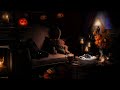 🍰🎃 COZY VINTAGE HALLOWEEN NIGHT + OLDIES MUSIC | Relaxing Fireplace & Thunderstorm ASMR Ambience ⛈️