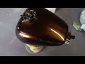 Spraying Candy Pearl Rootbeer On A Harley-Davidson Bike