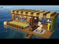 ⛏️ Minecraft Build Tutorial 🌊 Wooden Survival House at Sea