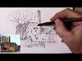 Fast ink sketch of an old mill with a DIP PEN