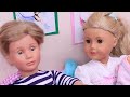 Dolls family waiting for the Newborn baby! Play Dolls preparation routines