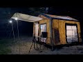 2 Days Solo Camping in My Portable Tiny House - Fishing with a Primitive Trap - Catch and Cook