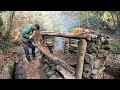 Building a BUSHCRAFT Survival SHELTER in the DEEP Forest. HOUSE out of WOOD & STONE. Winter Camping