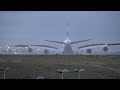 Full Reverse Thrust Airbus A380 wet runway landing - Paris CDG