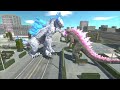 Evolved Godzilla protect the city from Shimo Monster