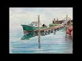 Watercolorart “ Green Boat “  Sag Harbor NY