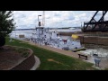 Rock Island Arsenal bridge with the Robin B. Ingram passing by . 8/6/2017