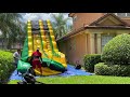 Roll up waterslide with WARN PullzAll portable winch for bounce house business - August 1, 2020