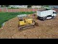Huge Size! New project! Landwaterfill By D31P bulldozerKOMATSU push soil & 5Tondump truck