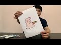 Instructions for coloring a picture of a pig holding a plate of cakes