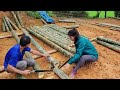 Making a bamboo house in 2024, Dad and daughter - Farm life: Part 2: Completing columns