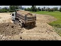 #ep9 The Best Technique Operated Of filling up Fill the soil Use Dozer Komat'su D20 And 5 ton trucks