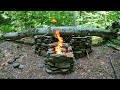 7 Days SOLO CAMPING In RAIN Forest. Building a WOOD and ROCK Bushcraft Survival SHELTER & Fireplace