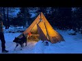 3 Days WINTER CAMPING in SNOW With My Dog. -13° wilderness SURVIVAL. Bushcraft Skills. Stove Cooking