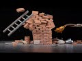 Beyblade vs Brick Tower - Destroying a Brick Tower With a Beyblade in Slow Motion