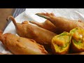 Aloo Stuffed Mirchi Bajji | ఆలూ మిర్చి బజ్జి | Mirchi Bajji recipe in telugu By vismai Food| Bajji