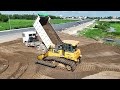 Part 3 Is More Impressive Operator Wheel Loader Bulldozer Pushes Sand & Dump Truck Dumping Sand