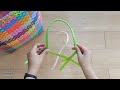 How to weave a basket from plastic strands, width 46 cm., height 48 cm.