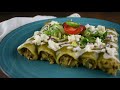 VEGAN GREEN ENCHILADAS | Jackfruit “Chicken” Style | Mexican Food