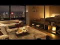 Nighttime Harmony ~ Soft Jazz Instrumental in Cozy Living Room with Rainy Ambience for Work, Study🌙🎶
