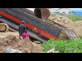 ឡានយីឌុបដឹកដីជាប់ផុង Extreme truck fails - dump trucks 24ton stuck in deep - recovery by bulldozer