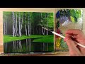 Acrylic Painting Birch Trees Reflection / Correa Art