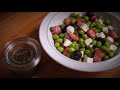 Bacon and green peas salad / Cooking video without language barrier / Retro film look