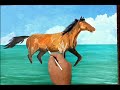 Horse acrylic paint with sea/natural landscape for beginners