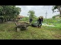 random single young man we clean mow lawn overgrown transformation the wooden house in the eco zone