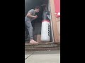 18 year old giving the heavy bag all he has got....almost