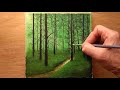 How To Paint Forest With Sunbeams And Path With Acrylic